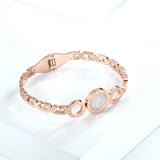 Stainless Steel Rose Bracelet Crystal Lover Cuff Bangle