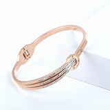 Stainless Steel Rose Bracelet Crystal Lover Cuff Bangle Wedding