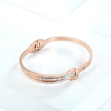 Stainless Steel Rose Bracelet Crystal Lover Cuff Bangle Wedding