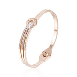 Stainless Steel Rose Bracelet Crystal Lover Cuff Bangle Wedding