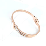 Stainless Steel Rose Bracelet Crystal Lover Cuff Bangle Wedding