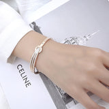 Stainless Steel Rose Bracelet Crystal Lover Cuff Bangle Wedding
