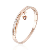 Stainless Steel Rose Couples Bracelet Crystal Charms Lover Cuff Bracelet Bangle