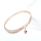 Stainless Steel Rose Couples Bracelet Crystal Charms Lover Cuff Bracelet Bangle