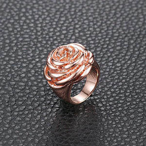 Stainless Steel Rose Flower Ring Women Gift Hot Wedding Jewelry