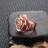 Stainless Steel Rose Flower Ring Women Gift Hot Wedding Jewelry