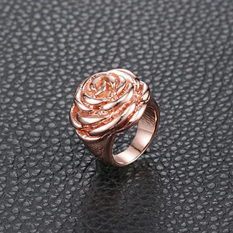 Stainless Steel Rose Flower Ring Women Gift Hot Wedding Jewelry