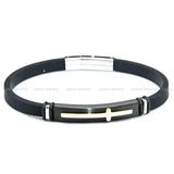 Stainless Steel Rose Plating Cross Men's Bracelet