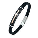 Stainless Steel Rose Plating Cross Men's Bracelet