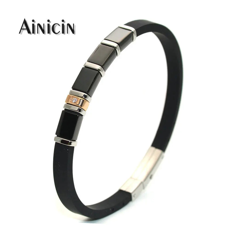 Stainless Steel Rose Plating Cross Men's Bracelet