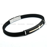 Stainless Steel Rose Plating Cross Men's Bracelet
