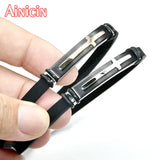 Stainless Steel Rose Plating Cross Men's Bracelet
