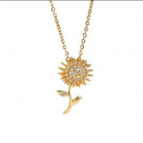 Rotatable Spinning Sunflower Necklace Zircon Crystal Clavicle Chain