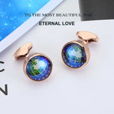 Stainless Steel Rotating Globe Cufflinks Men's Business Banquet Wedding