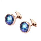 Stainless Steel Rotating Globe Cufflinks Men's Business Banquet Wedding