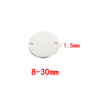 Stainless Steel Round Mirror Stamping Blank Tag With 2 Holes 1.5MM