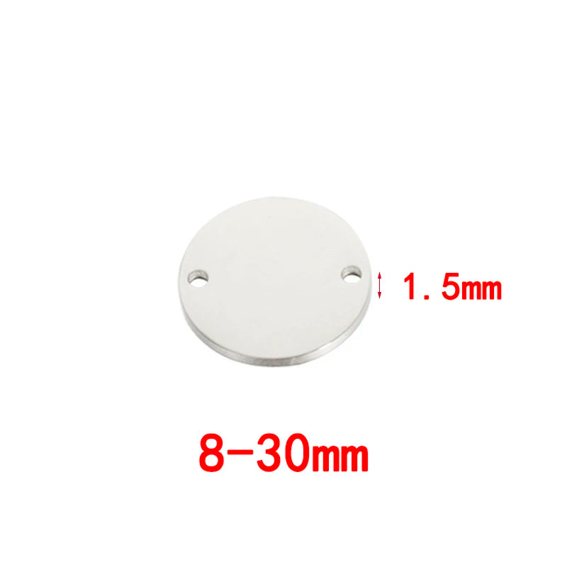 Stainless Steel Round Mirror Stamping Blank Tag With 2 Holes 1.5MM