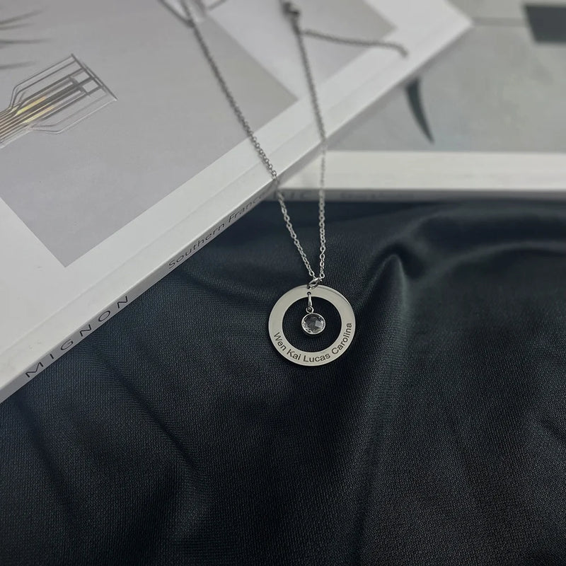 Personalized Stainless Steel Birthstone Pendant Necklace for Women