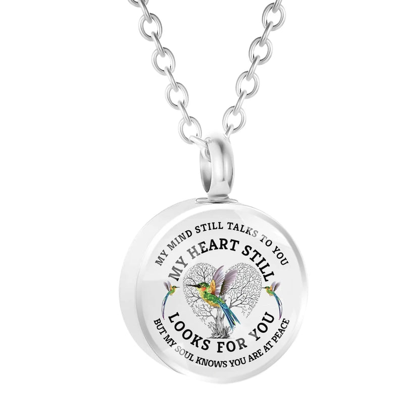 Stainless Steel Bird Pattern Ashes Memorial Pendant Cremation Jewelry