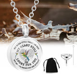 Stainless Steel Bird Pattern Ashes Memorial Pendant Cremation Jewelry