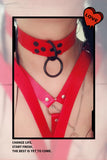 Stainless Steel Spike Choker Yellow PU Leather Necklace