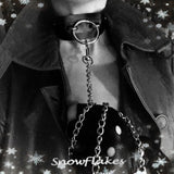 Stainless Steel Spike Choker Yellow PU Leather Necklace