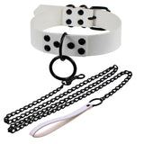 Stainless Steel Spike Choker Yellow PU Leather Necklace