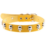 Stainless Steel Spike Choker Necklace Yellow PU Leather Collar