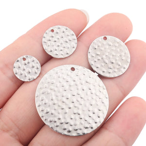 Stainless Steel Round Stamping Disc Charms Dog Tags Charm Pendants Beads