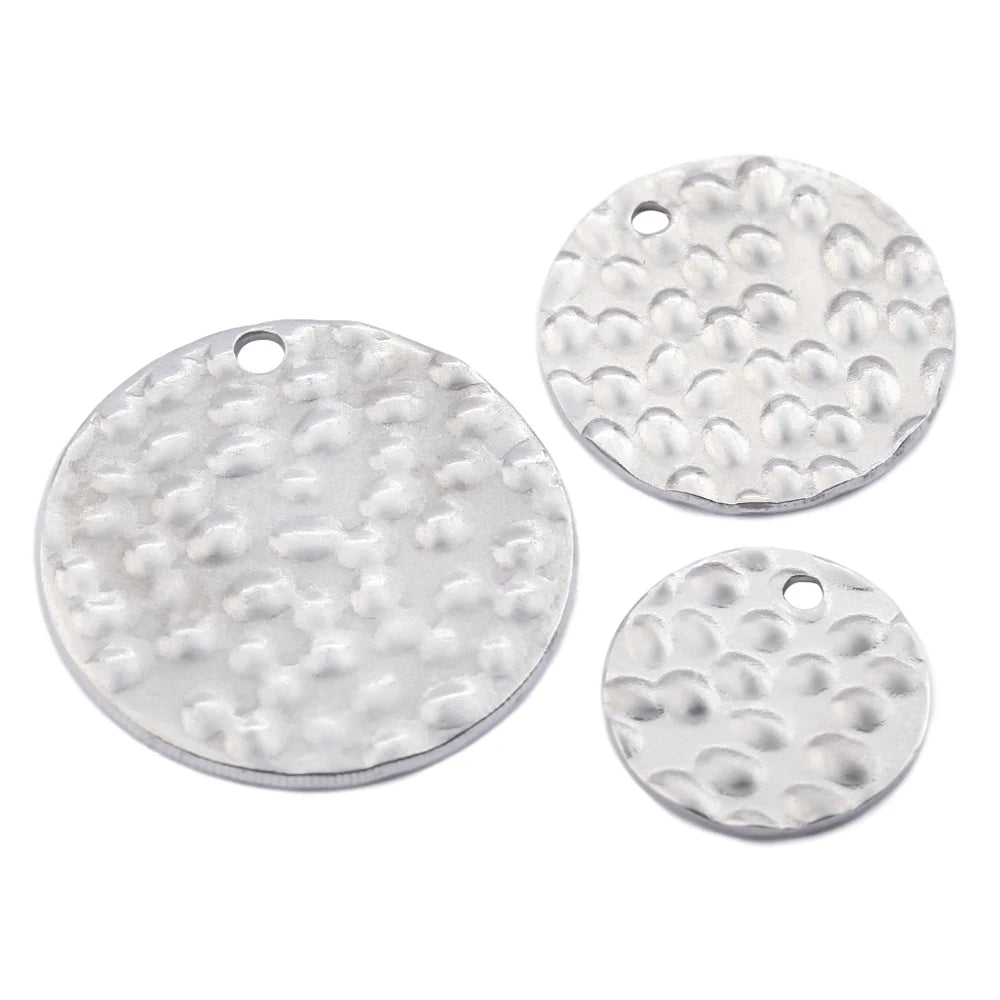 Stainless Steel Round Stamping Disc Charms Dog Tags Charm Pendants Beads