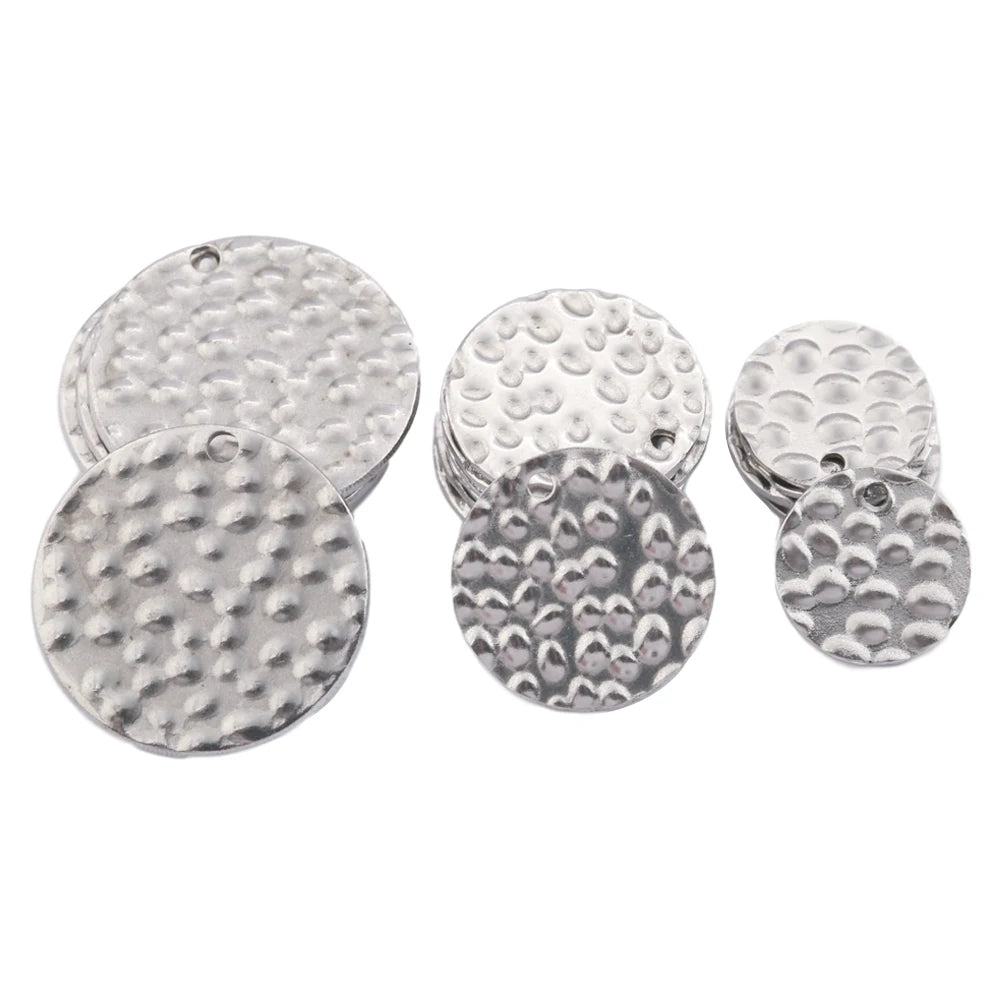 Stainless Steel Round Stamping Disc Charms Dog Tags Charm Pendants Beads