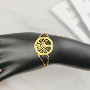 Stainless Steel Tree of Life Women's Bracelet Personalized Name Jewelry