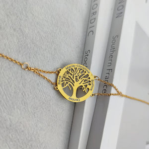Stainless Steel Tree of Life Women's Bracelet Personalized Name Jewelry