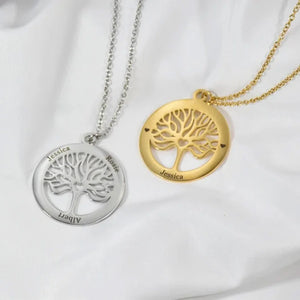 Personalized Stainless Steel Tree of Life Pendant Necklace