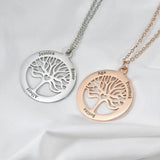 Personalized Stainless Steel Tree of Life Pendant Necklace