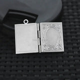 Stainless Steel Photo Locket Pendant Wish Prayer Box Book Shape 19x26mm