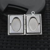 Stainless Steel Photo Locket Pendant Wish Prayer Box Book Shape 19x26mm