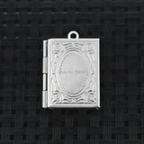 Stainless Steel Photo Locket Pendant Wish Prayer Box Book Shape 19x26mm