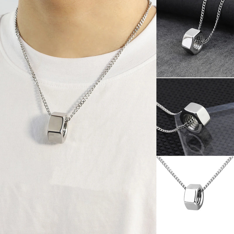 Stainless Steel Screw Cap Pendant Necklace for Men Hiphop Personality
