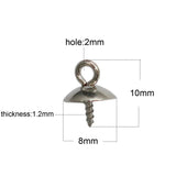 SS Screw Eye Pin Bail Peg 1x8x10mm Jewelry Making