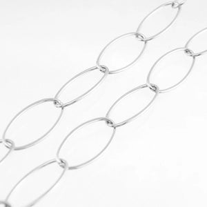 Stainless Steel Oval Link Chain Necklace Women/Men