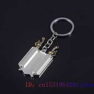 Stainless Steel Shield Keychain Charms Ring Gift Pendant
