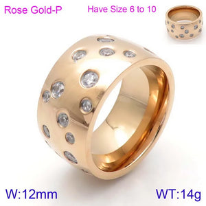 Stainless Steel Rhinestone Ring Wedding Band Jewelry