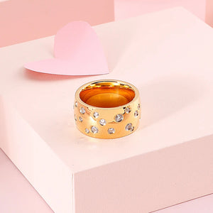 Stainless Steel Rhinestone Ring Wedding Band Jewelry