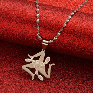 Stainless Steel Sicily Cities Flag Chains Italian Sicilia Jewelry Necklace