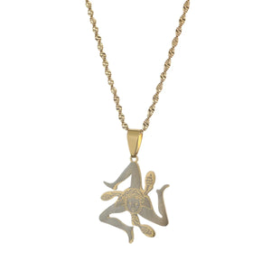 Stainless Steel Sicily Cities Flag Chains Italian Sicilia Jewelry Necklace