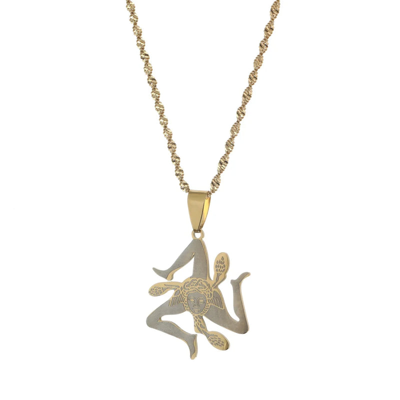 Stainless Steel Sicily Cities Flag Chains Italian Sicilia Jewelry Necklace