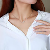 Stainless Steel Sideways Cross Necklace with CZ Chain Pendant