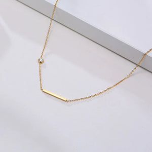Stainless Steel Sideways Cross Necklace with CZ Chain Pendant