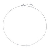 Stainless Steel Sideways Cross Necklace with CZ Chain Pendant